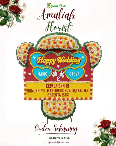 Karangan Papan Bunga Pernikahan di Lebakgowah